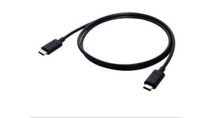Cable, USB C-kontakt - USB C-kontakt, 2m, USB 3.0, Svart